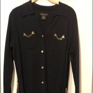 Grace Dane Lewis (M) Black Sweater Dress W/ Chain Belt (Gently Worn) Zero Snags